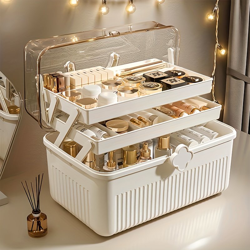 Triple-Layer Beauty Organizer: Elegance, Organization, and Portability! - Image 6