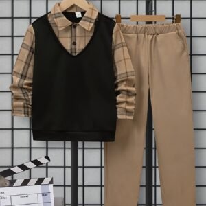 Classic Boys' Plaid Set: Everyday Comfort and Style