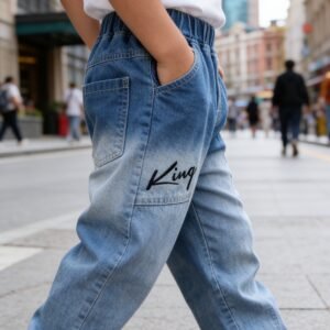 Embroidered Denim Jogger Pants: Your Child's Adventure Companion!