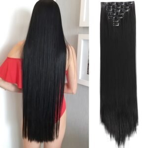Dazzle with Captivating Beauty: Luxury Black Straight Hair Extensions!