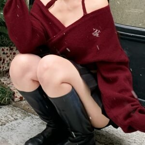 Shine in Modern Style: The Criss-Cross Dropped Shoulder Knit Top!