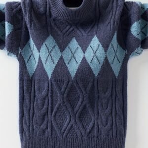 Autumn and Winter Elegance: Classic Plaid Kids' Sweater