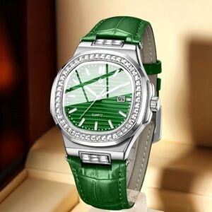 Green Elegance's Heartbeat: A Luxurious & Precise Women's Wristwatch!