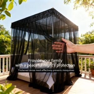 حصنك الهادئ: ناموسية السرير السوداء الأنيقة للحماية الكاملة