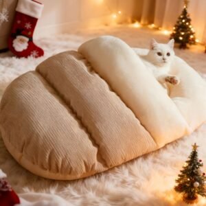 המקלט החם שלך: מיטה אליפטית נוחה לחתולים וכלבים קטנים ובינוניים
