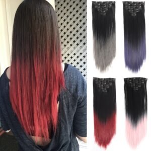 Shine Instantly: 7-Piece Pre-Colored Hair Extension Set!