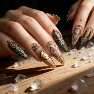 لمسة فنية فورية: أظافر الهلال والورق اللامعة!