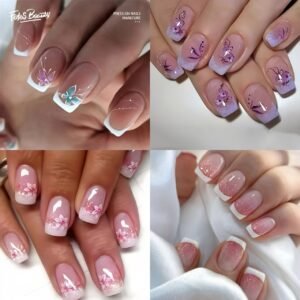 إطلالة صالون في دقائق: مجموعة أظافر فرنسية قصيرة ومتنوعة!