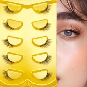 Clear Band Half Lashes: Captivating Eye Magic for Beginners & Professionals (5 Reusable Pairs)