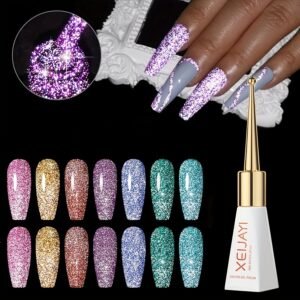 Dimensional Brilliance: Laser & Shimmering Cat Eye Nail Gel!