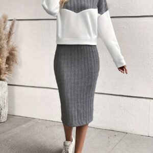 تألقي بلمسة عصرية: طقم الفستان المذهل بقصّات الألوان المتداخلة!