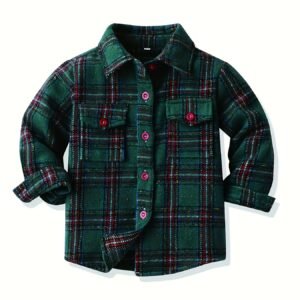 Cozy Kids' Elegance: Classic Plaid Shirt Jacket for an Unforgettable Fall & Winter!