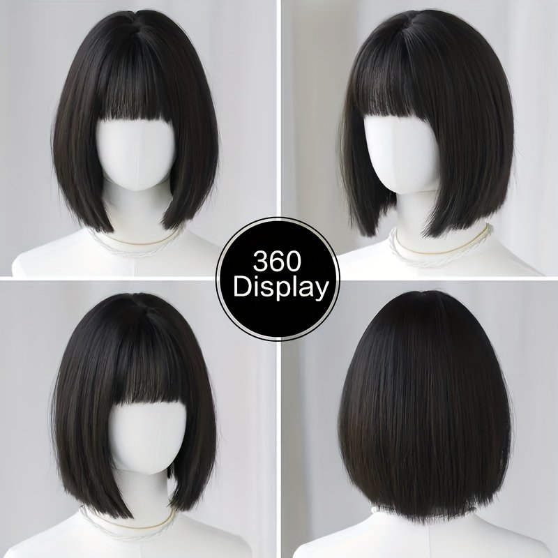 מראה עכשווי שובה לב: שיער בוב שחור ישר ומבריק! – תמונה 3