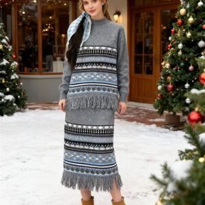 Winter Warmth with a Touch of Elegance: Fair Isle Two-Piece Sweater Set