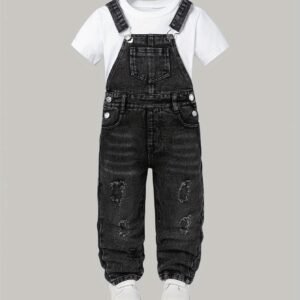 אוברול ג'ינס שחור קרוע: מראה אופנתי עכשווי וכיף לילד/ה שלך!