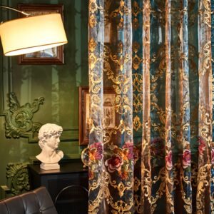 وشاح نافذة الفخامة: ستائر شفافة بتطريز عتيق ساحر