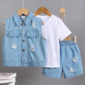 Irresistible Modern Denim Outfit: Complete 3-Piece Youth Set!