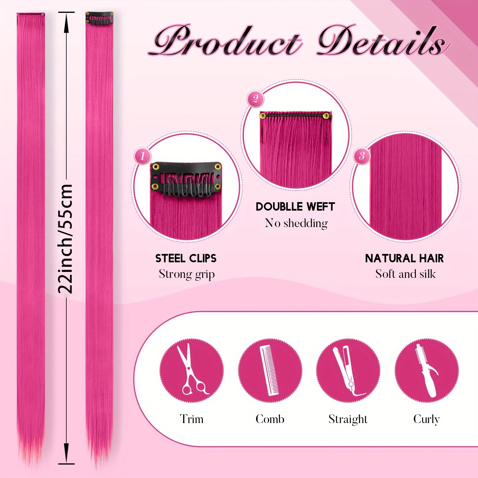 Shine with Enchanting Colors: Easy Clip-in Temporary Hair Extensions for an Unforgettable Look! - Image 2