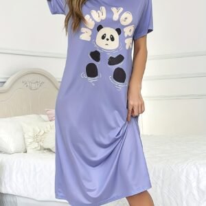 ليالٍ مريحة وأناقة عصرية: فستان نوم الأبجدية والدب