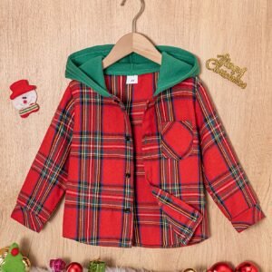 Joyful Festive Warmth & Your Child's Sparkling Elegance: The Colorful Plaid Shirt Jacket!