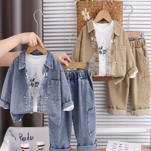 Your Little One's Autumn Style: Modern Three-Piece Denim Set