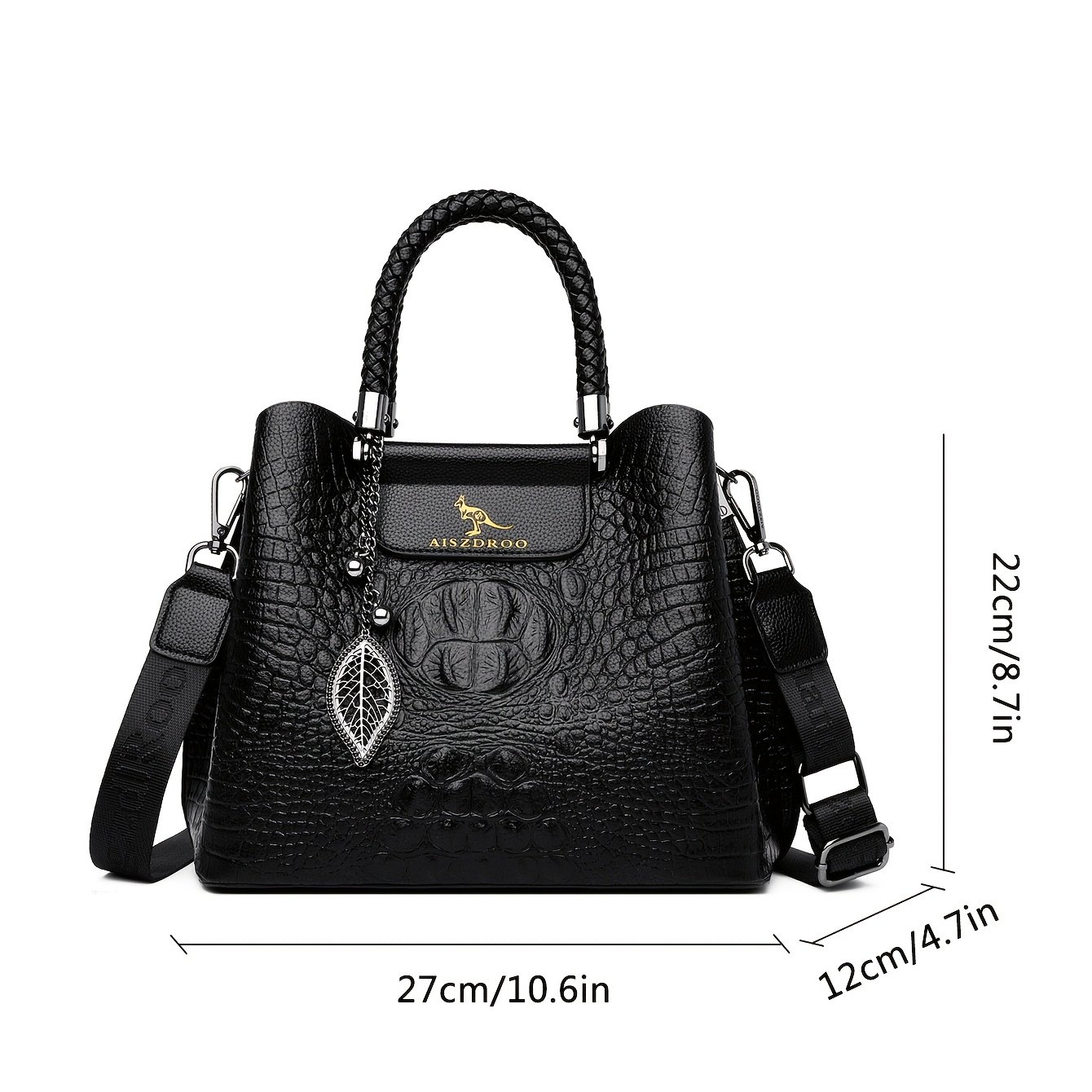 תיק ALFREDO: נגיעת תנין שחורה... אלגנטיות שאי אפשר לעמוד בפניה! – תמונה 4