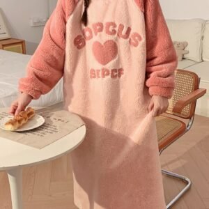 Charming Hearts Sleep Dress: Warmth and Elegance for Winter Nights