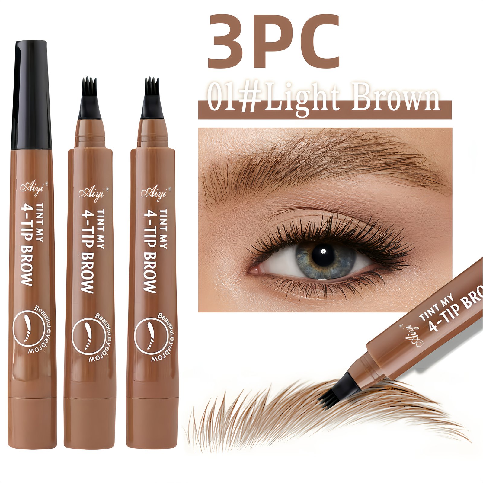 הסוד לגבות מושלמות: עט גבות 4 קצוות אולטרה-דק למראה טבעי ועמיד! – תמונה 3