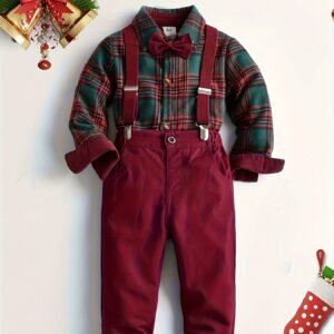 Enchanting Look for Your Little One: The Stylish Plaid Shirt and Overall Set!