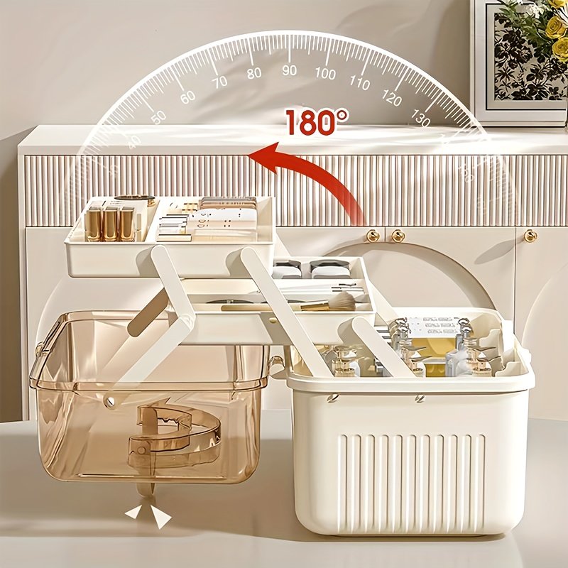 Triple-Layer Beauty Organizer: Elegance, Organization, and Portability! - Image 2