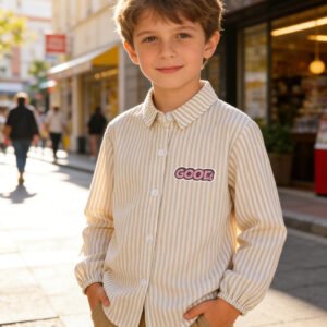 Stylish & Fresh: The Boys' Striped Shirt for Every Adventure!