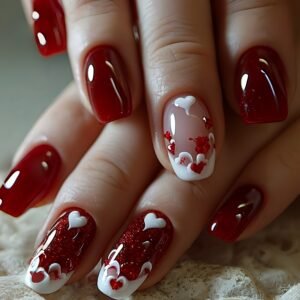 Shine with Love Hearts: Enchanting Press-On Nails for Your Romantic Occasions!