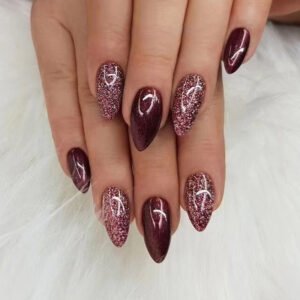 Sparkling Red Almond Nails: The Magic of Allure at Your Fingertips!