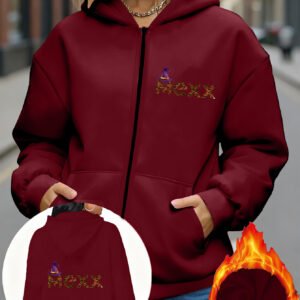 Y2K Style Icon: Zip-up Sweatshirt with Unique Lettering Design!