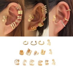 أقراط المشبك الذهبية: رفاهية عصرية بلا ثقب