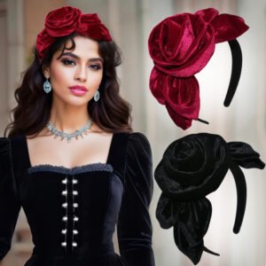 تاج الأناقة المخملي: ربطة شعر بتصميم الزهور الكلاسيكي