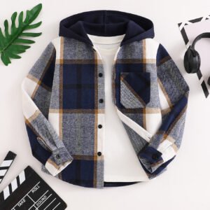 Boys' Hooded Plaid Jacket: Style, Warmth, and Adventure in One Piece!