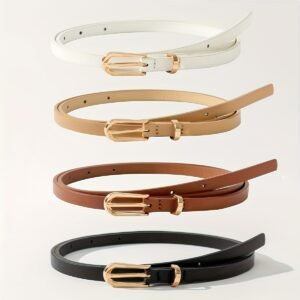 تألقي بأناقة ذهبية: مجموعة الأحزمة النحيفة 4 قطع لكل مناسبة!