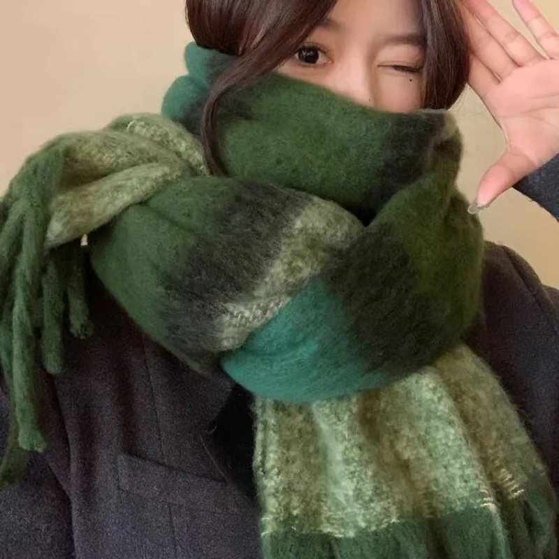 צעיף יוקרתי YZNT ירוק: חום וסטייל ללא תחרות – תמונה 3