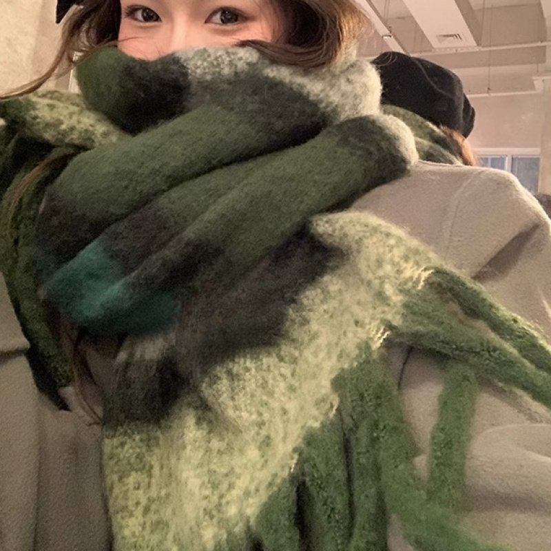 צעיף יוקרתי YZNT ירוק: חום וסטייל ללא תחרות – תמונה 9