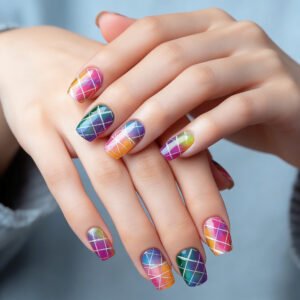 Dazzle with an Enchanting Touch: Glossy Gradient Press-On Nails!