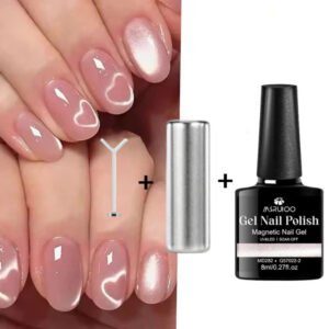 Enchanting Pink Cat Eye Nail Set: The Magic of Femininity at Your Fingertips!