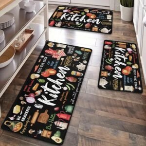 מגע אמנותי למטבח שלכם: שטיחוני רצפה עם עיצובים משמחים ועמידים להחלקה!