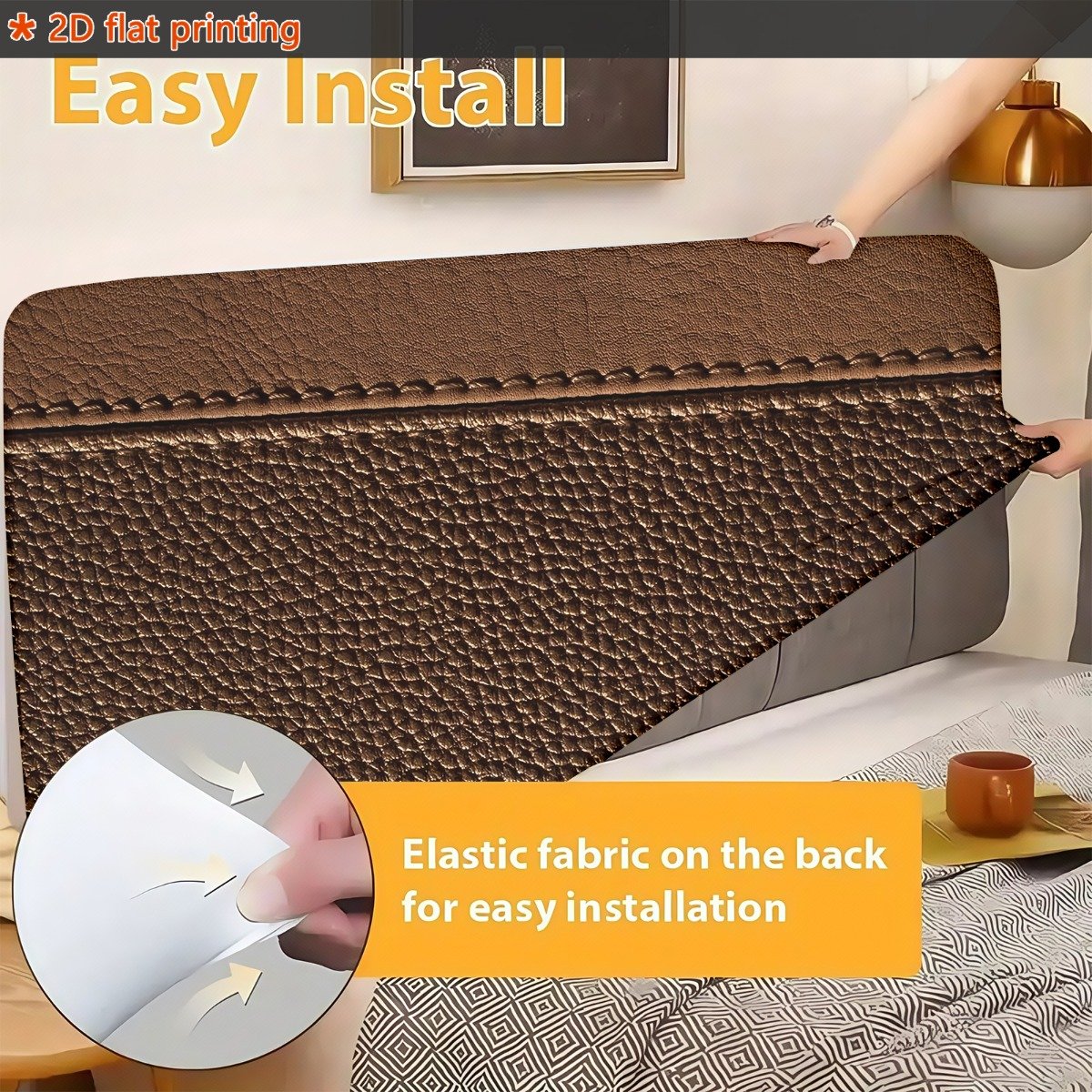 Timeless Elegance: Luxurious Vintage Leather Pattern Headboard Cover - Image 10