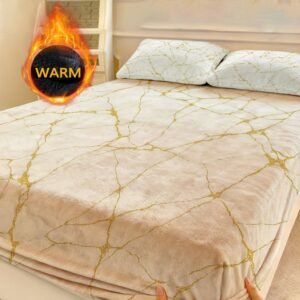 Warmth of Milk Velvet: Golden Marble Luxury Bed Sheet