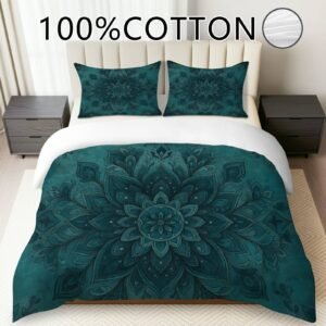 نوم هانئ بلمسة بوهيمية: طقم لحاف قطني فاخر لجميع المواسم