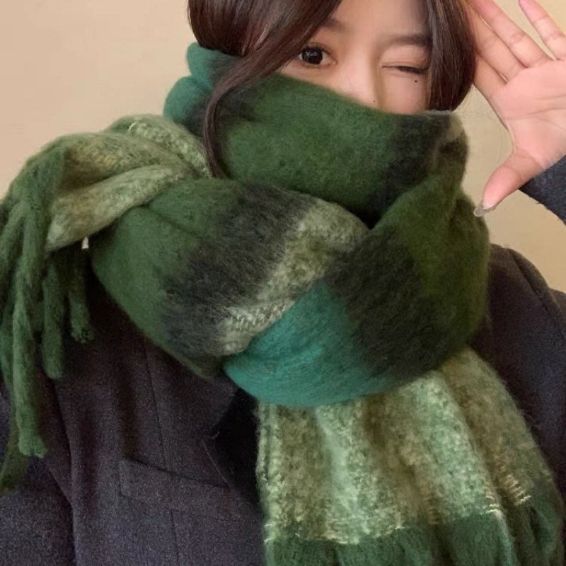 צעיף יוקרתי YZNT ירוק: חום וסטייל ללא תחרות – תמונה 10