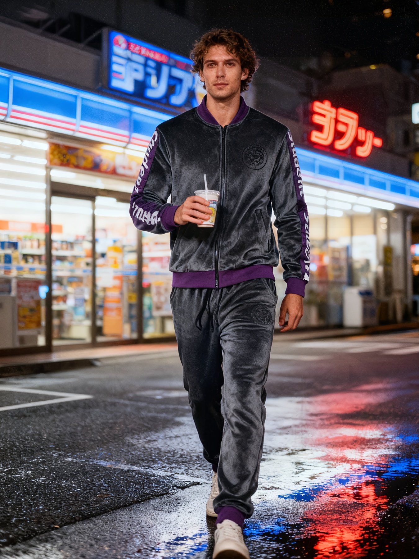 תזרוח בנוחות ויוקרה: סט ספורט קטיפתי לגברים – תמונה 6