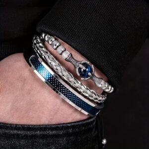 Unlock Your Charm: Luxurious Three-Piece Men's Bracelet Set