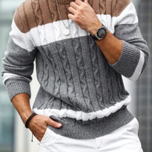 Warmth & Style: The Modern Man's Intertwined Color Pullover